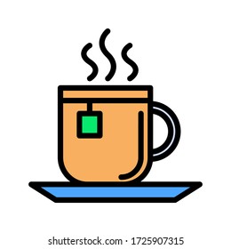 icono de contorno relleno de taza de té. ilustración del vector spa sobre fondo blanco
