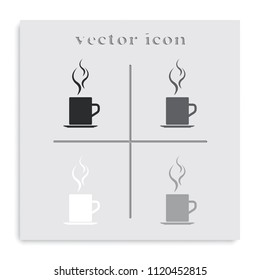 Tea cup flat black and white vector icon.