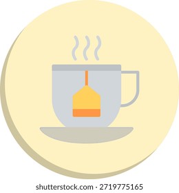Icono de estilo de círculo plano de taza de té