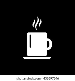 Tea Cup Flat Icon On Black Background