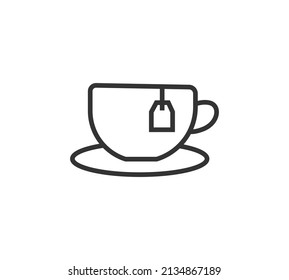 Icono de línea plana de taza de té.