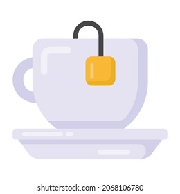 Tea cup flat style icon, editable vector 