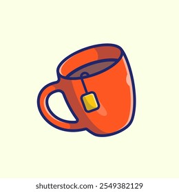 Tea In Cup Floating Cartoon Vector Icon Illustration. Drink 
Object Icon Concept Isolated Premium Vector. Flat Cartoon 
Style 