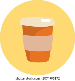 Té en taza para ir, ilustración, vector, sobre fondo blanco.