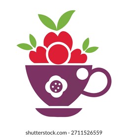 eine Teetasse mit Traube und Erdbeere kombiniert