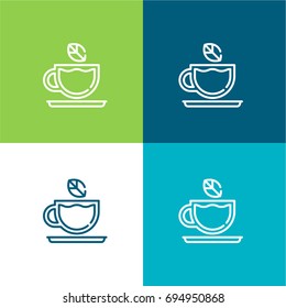 Tea cup green and blue material color minimal icon or logo design