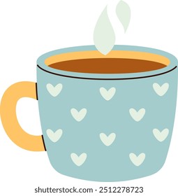 Taza de té con corazones Ilustración vectorial