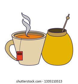 Tea cup with honey jar