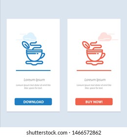 Tea, Cup, Hot, Coffee  Blue and Red Download and Buy Now web Widget Card Template. Vector Icon Template background