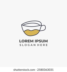 Tea cup with hot drink icon for cafe branding and menu designs.