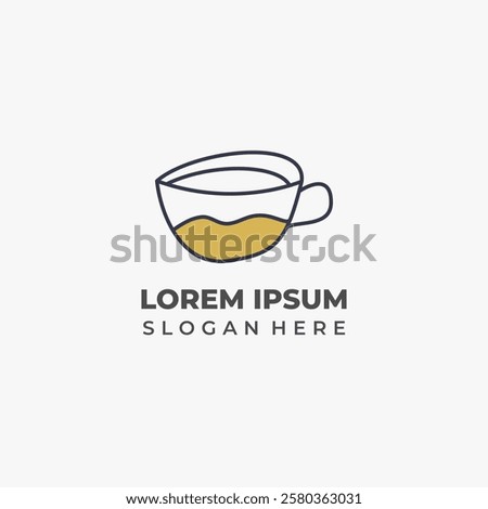 Tea cup with hot drink icon for cafe branding and menu designs.