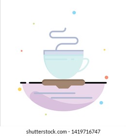 Tea, Cup, Hot, Hotel Abstract Flat Color Icon Template