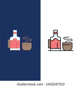 Tea, Cup, Hot, Hotel  Icons. Flat and Line Filled Icon Set Vector Blue Background