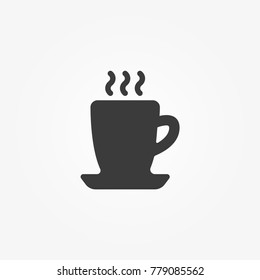 Tea cup hot with smoke vector icon isolated on background. Trendy sweet symbol. Logo illustration