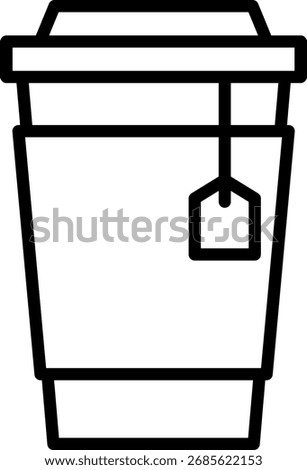 Tea Cup Icon with Tea Bag, Takeaway Drink
