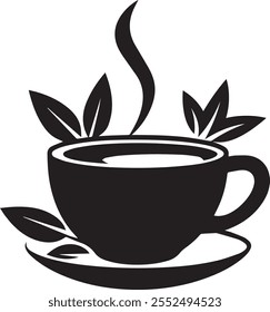 Teebecher-Symbol schwarz auf weißem Hintergrund
