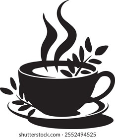 Teebecher-Symbol schwarz auf weißem Hintergrund