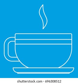 Tea cup icon blue outline style isolated vector illustration. Thin line sign