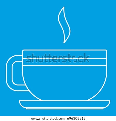 Tea cup icon blue outline style isolated vector illustration. Thin line sign