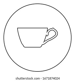 Tea cup icon in circle round outline black color vector illustration flat style image