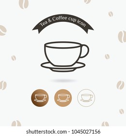 Tea cup icon. Coffee cup icons in line style design, Hot drink vector illustration