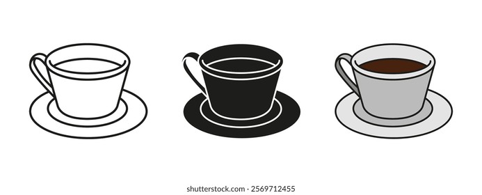 Tea cup icon. Coffee mug vector illustration. Breakfast tea symbol. Hot drink cup for morning english breakfast sign. Cafeteria brunch pictogram. Tea and coffee cup isolated concept.