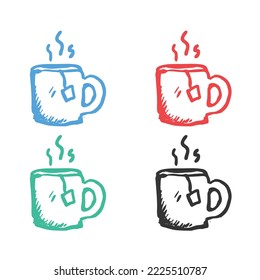 Tea cup icon, Coffee cup icon, cup of warm coffee logo, coffee vector icons in multiple colors 