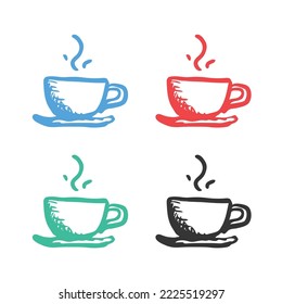 Tea cup icon, Coffee cup icon, cup of warm coffee logo, coffee vector icons in multiple colors 