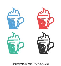 Tea cup icon, Coffee cup icon, cup of warm coffee logo, coffee vector icons in multiple colors 