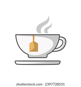 tea cup icon of color style design vector template