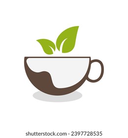 tea cup icon of color style design vector template