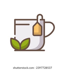 icono de taza de té de plantilla vectorial de diseño de estilo de color