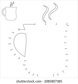 Tee-Cup-Symbol Verbinden Sie die Punkte, das Coffee-Cup-Symbol Vektorgrafik Illustration