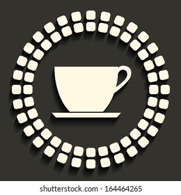 tea cup  icon in dark style, eps10 vector