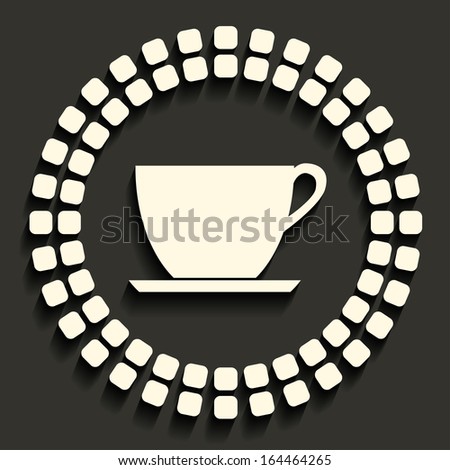 tea cup  icon in dark style, eps10 vector
