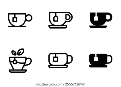 tea cup icon design set