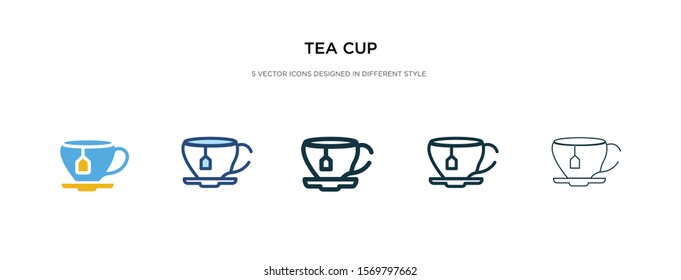 tea cup icon in different style vector illustration. two colored and black tea cup vector icons designed in filled, outline, line and stroke style can be used for web, mobile, ui