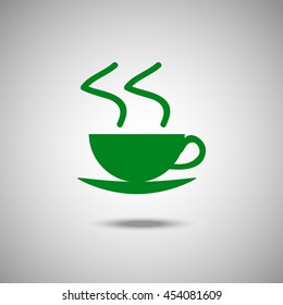 Tea cup icon. Flat style.Grey background. Vector illustration.