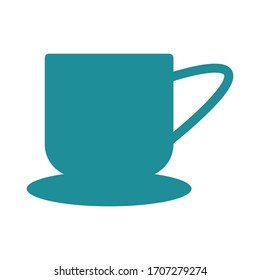 Tea cup icon flat. Vector illustration symbol with background