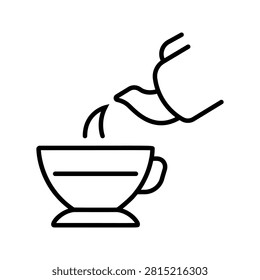 Tea cup icon. Food and tea line symbol. Black and white.