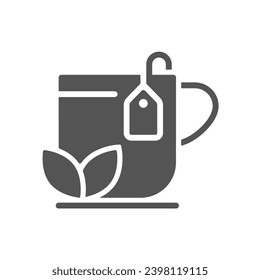 tea cup icon of glyph style design vector template