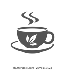 tea cup icon of glyph style design vector template