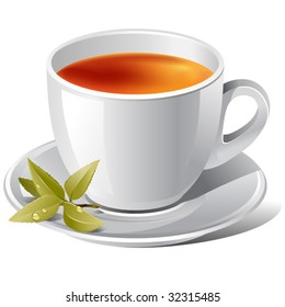 tea cup icon with green branch. There are VARIETY of tea things in my portfolio ;) Please, take a look !