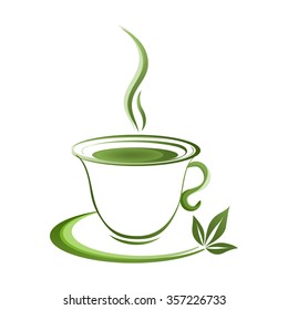 Tea cup icon green grad on a white background