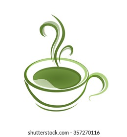 Tea cup icon green grad on a white background