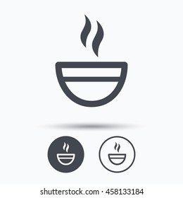 Tea cup icon. Hot coffee drink symbol. Circle buttons with flat web icon on white background. Vector