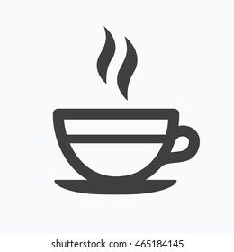 Tea cup icon. Hot coffee drink symbol. Gray flat web icon on white background. Vector