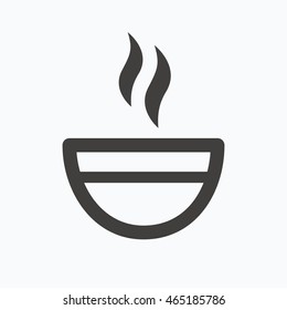 Tea cup icon. Hot coffee drink symbol. Gray flat web icon on white background. Vector