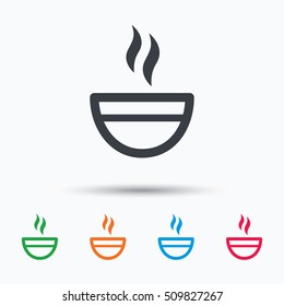Tea cup icon. Hot coffee drink symbol. Colored flat web icon on white background. Vector