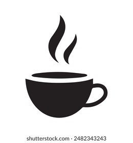 Tea cup icon hot drink fresh pot glass outline design.